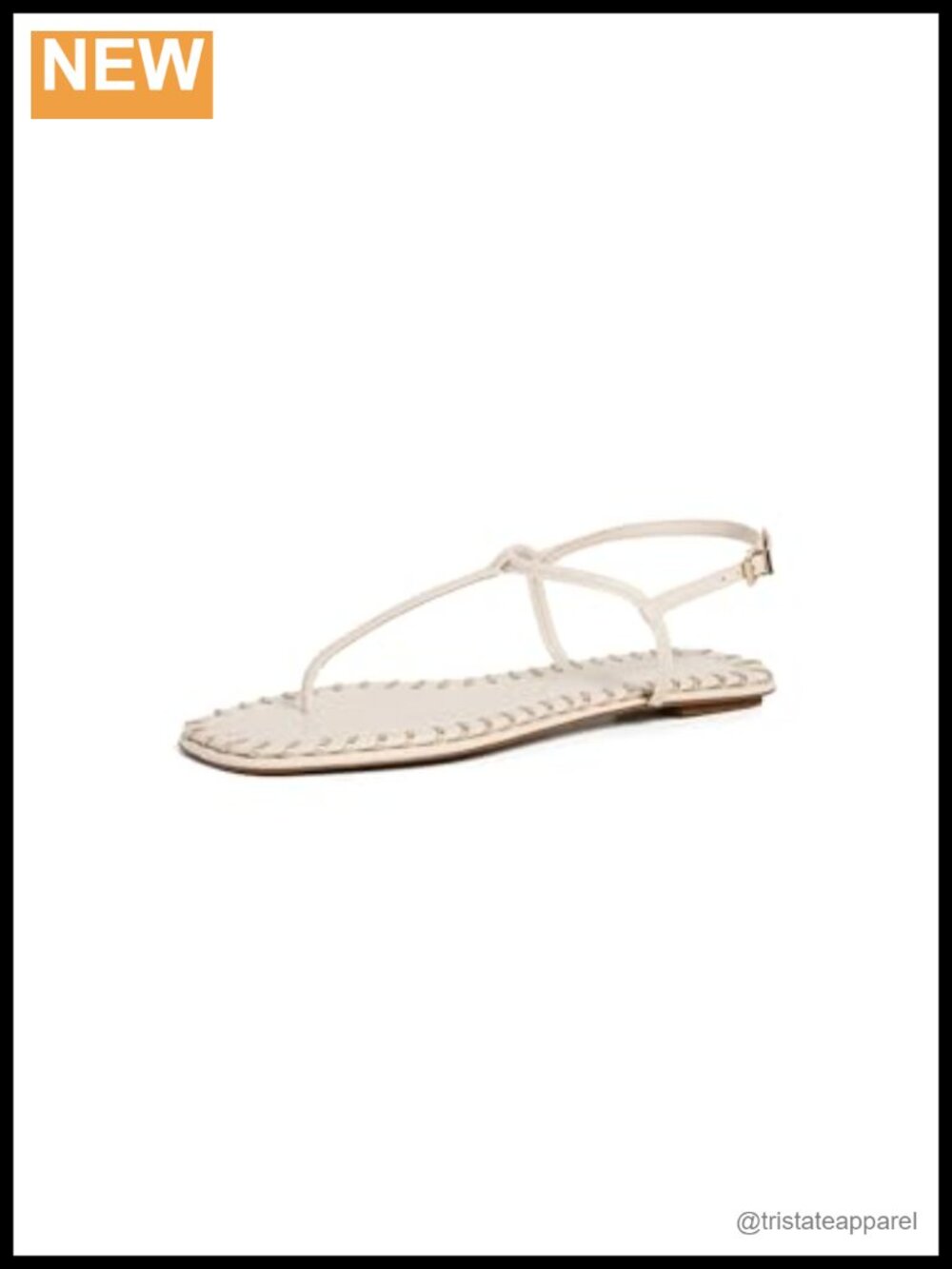 Whipstitch Leather Slingback Heeled Sandals